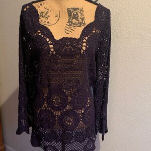 Elegant Black Crochet Lace Top